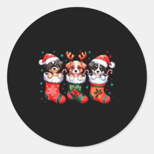 Cute Dog Christmas Santa Funny Christmas Xmas Dog Classic Round Sticker