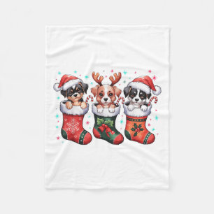 Cute Dog Christmas Santa Funny Christmas Xmas Dog  Fleece Blanket