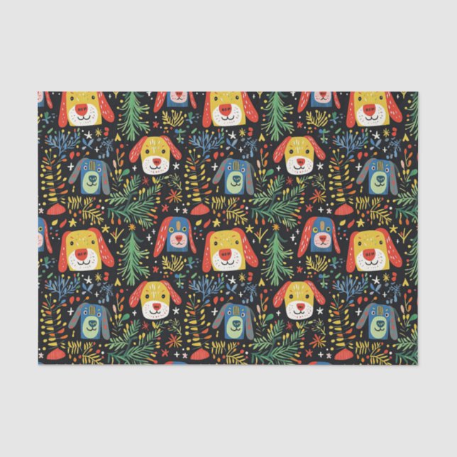 Cute Dog Christmas  Tissue Paper (Front)