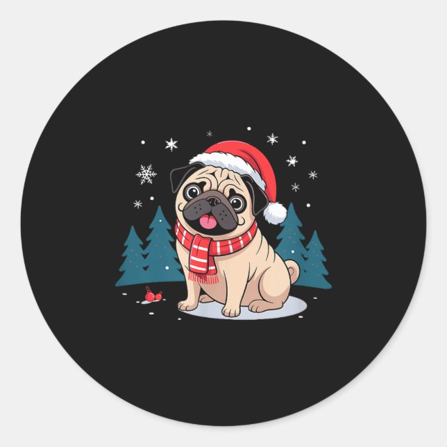 Cute Dog Christmas Valentines Design  Classic Round Sticker (Front)