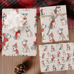 Cute Dog Christmas Wrapping Paper Sheet<br><div class="desc">Wrap the season in charm with these playful pups dressed in scarves and winter hats. This cosy Christmas design is perfect for dog lovers,  holiday parties,  and festive gift giving. A whimsical,  nostalgic style that adds warmth and personality to every package.</div>