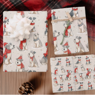 Cute Dog Christmas Wrapping Paper Sheet