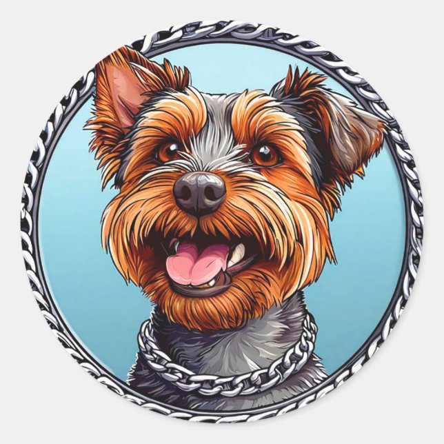 Cute Dog Classic Round Sticker (Front)