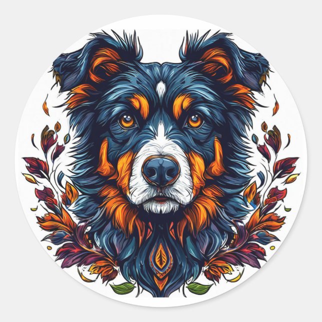 Cute Dog Classic Round Sticker (Front)