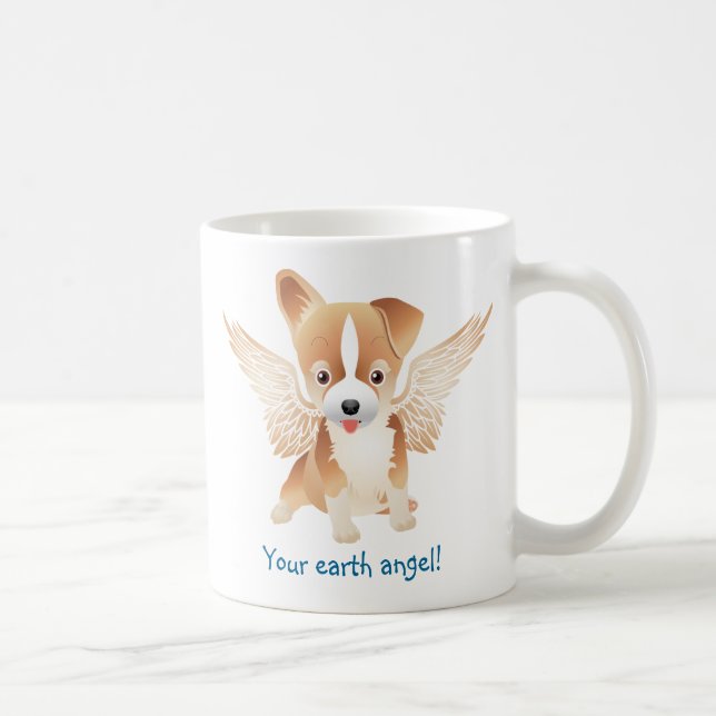 Cute Dog Coffee Mug w/ Angel Wings (Right)