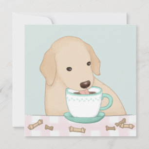 Cute Dog, Coffee & Treats Illustration Poster Thank You Card