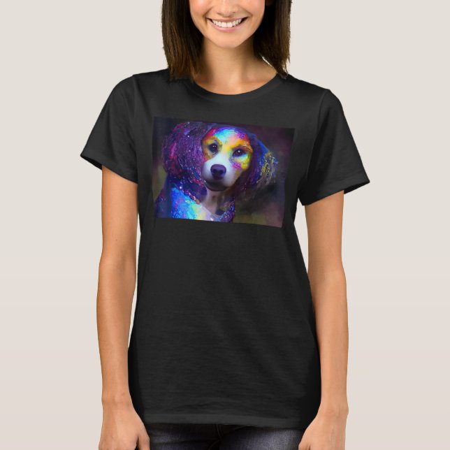 Cute Dog   colourful gems dog T-Shirt (Front)