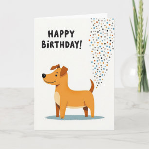 Cute Dog Confetti Birthday Card