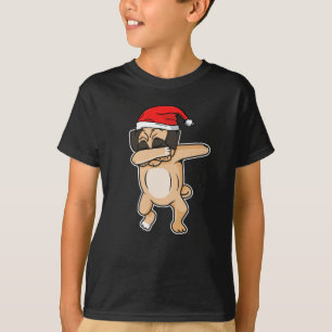 Cute Dog dab with santa hat Chrismas T-Shirt
