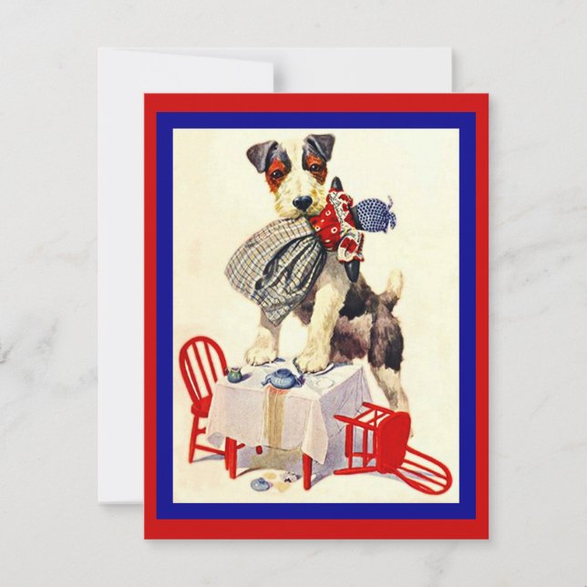 CUTE DOG & DOLL TEA PARTY INVITE ~ EZ2CUSTOMIZE (Front)