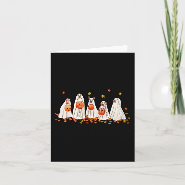 Cute Dog Dressed as Ghost Halloween Fun Boo1 Card (Front)