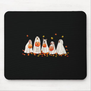 Cute Dog Dressed as Ghost Halloween Fun Boo1 Mouse Pad
