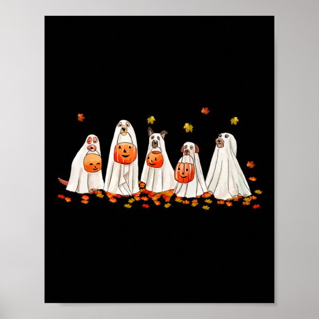 Cute Dog Dressed as Ghost Halloween Fun Boo1 Poster (Front)