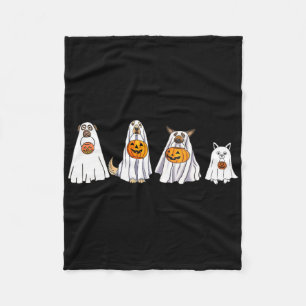 Cute Dog Dressed As Ghost Halloween Fun Boo  Fleece Blanket