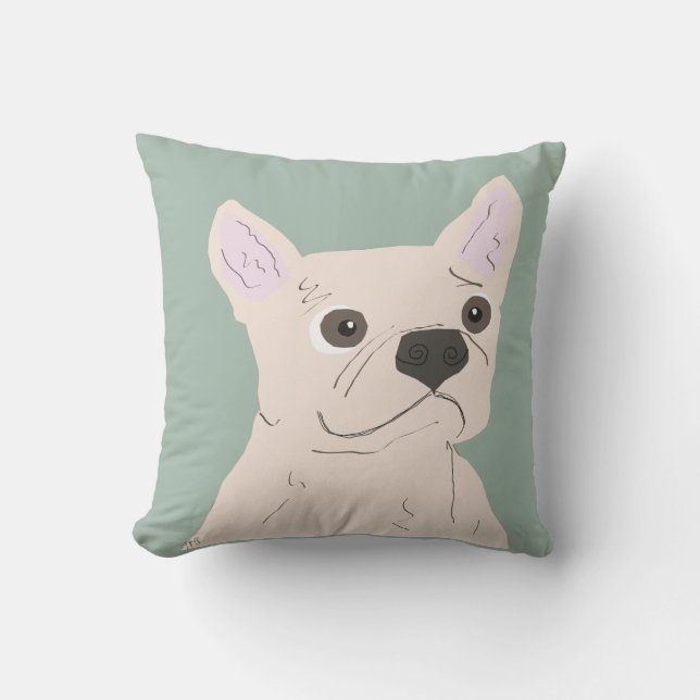 Cute Dog, Dusty Blue Cushion (Front)