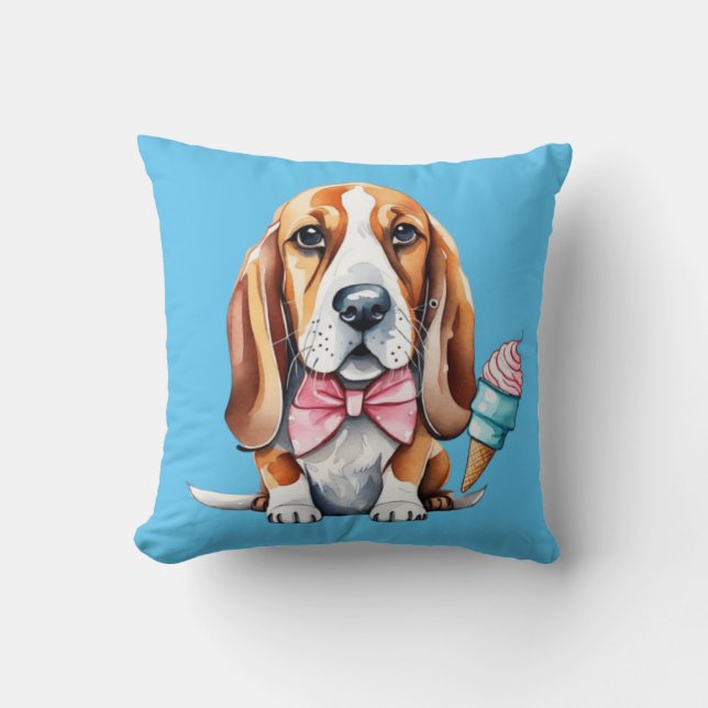 Cute dog eating ice cream  cushion (Front)