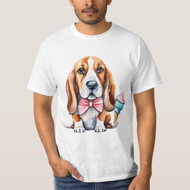 Cute dog eating ice cream  T-Shirt (Front)