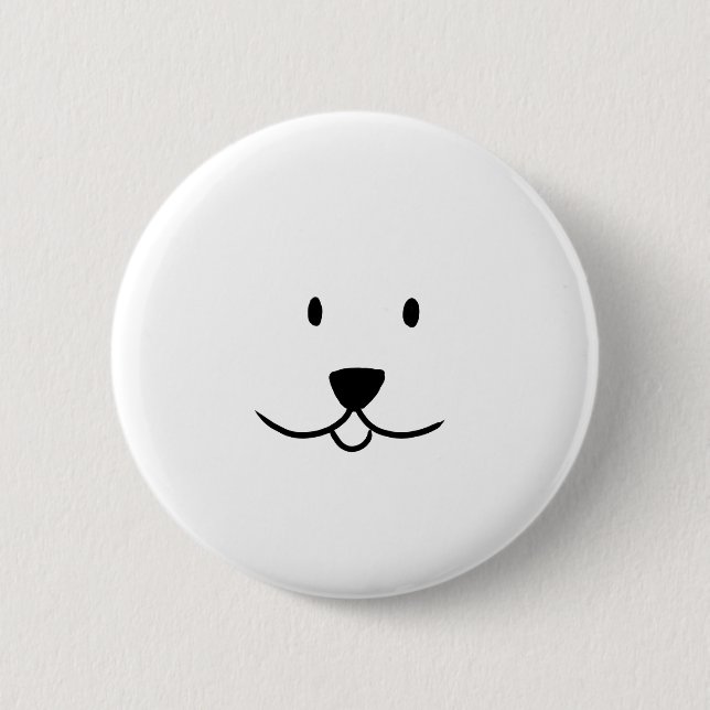 Cute dog face 6 cm round badge (Front)