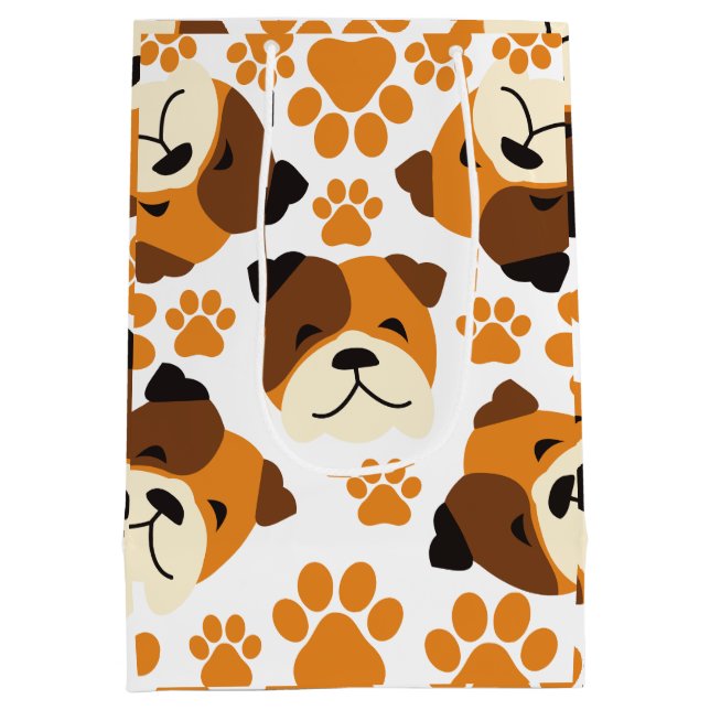 Cute Dog Face and Paws Medium Gift Bag (Back)
