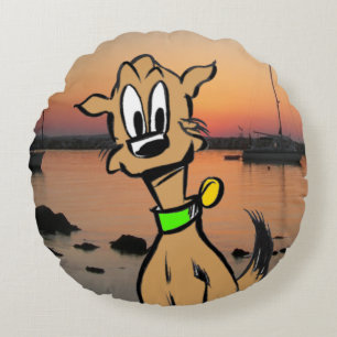 Cute Dog Face Cartoon Kids Round Pillow