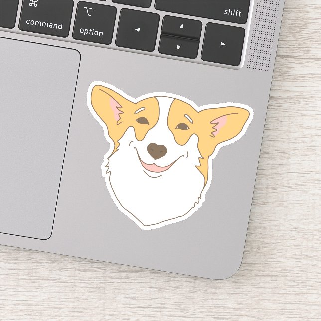 Cute Dog Face Drawing Corgi Smiling (Detail)