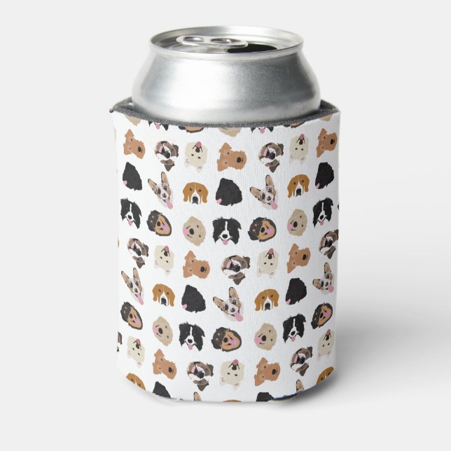 Cute Dog Face Illustration Pattern Can Cooler (Can Back)