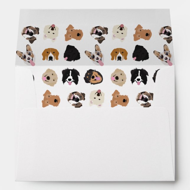 Cute Dog Face Illustration Pattern Envelope (Back (Bottom))