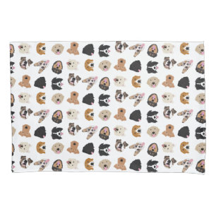 Cute Dog Face Illustration Pattern Pillowcase