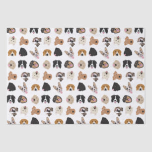 Cute Dog Face Illustration Pattern Tissue Paper