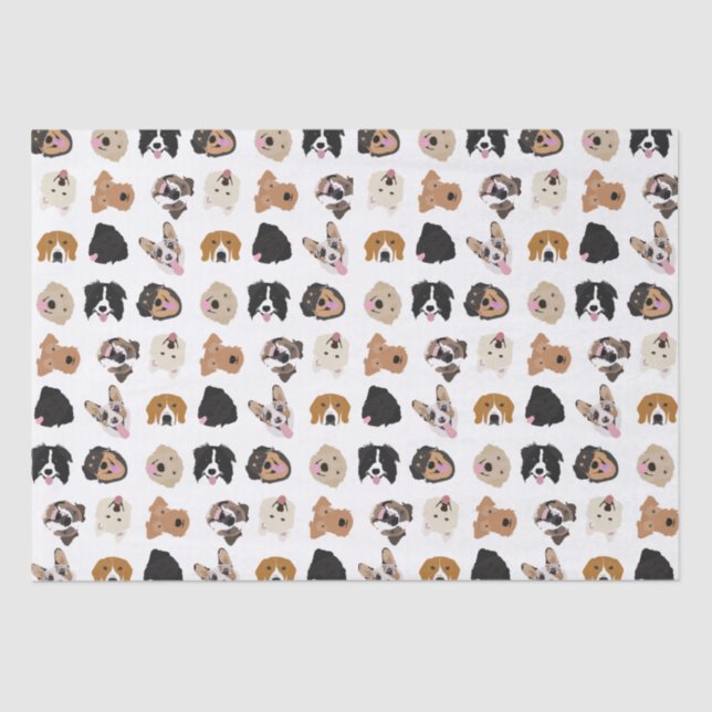 Cute Dog Face Illustration Pattern Tissue Paper (Front)