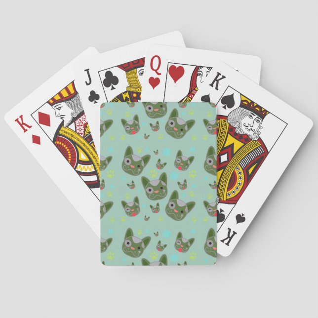 Cute Dog Face Pattern - Playing Cards (Back)