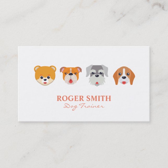 Cute Dog Faces Animal Professions Business Card (Front)