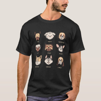 Cute Dog Faces  Pug Frenchie Husky Boxer Terrier T-Shirt