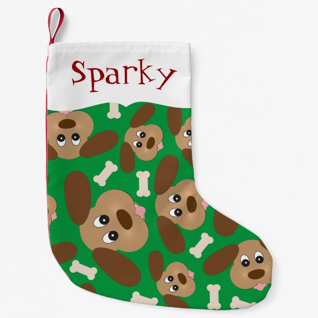 Cute Dog Faces Small Christmas Stocking (Front)