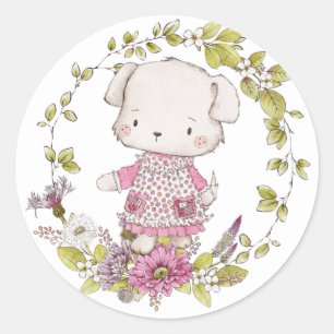 Cute Dog Flowers Sticker