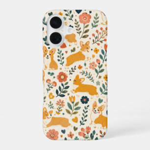 Cute Dog Folk Art Whimsical Hand  iPhone 16 Case