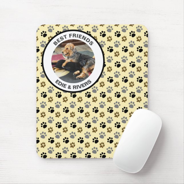 Cute Dog Foot Prints Mousepad (With Mouse)