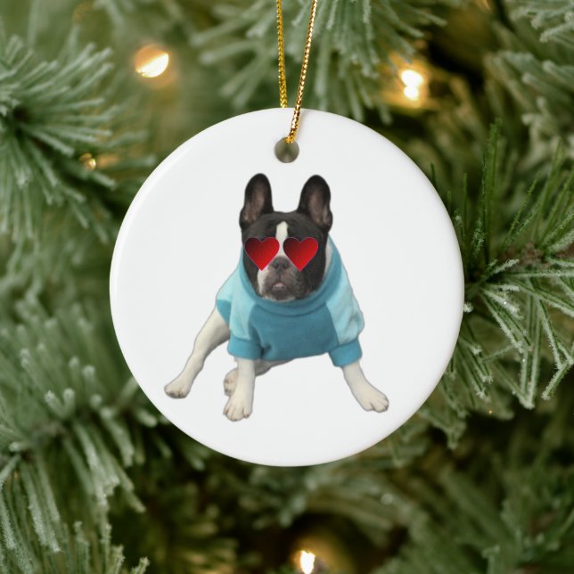 Cute Dog French Bulldog Boston Terrier Ornament (Tree)