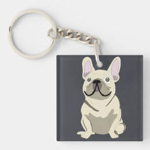 Cute dog, frenchie key ring