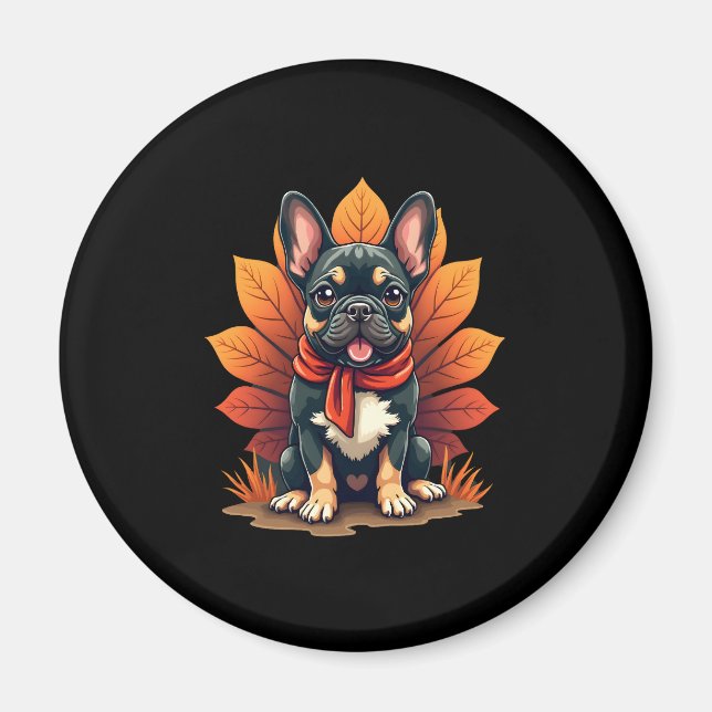 Cute Dog Frenchie Thanksgiving Kids Teen Girl Boy  Magnet (Front)