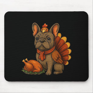 Cute Dog Frenchie Thanksgiving Kids Teen Girl Boy  Mouse Pad
