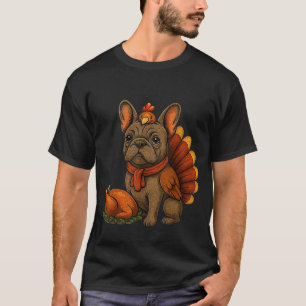Cute Dog Frenchie Thanksgiving Kids Teen Girl Boy  T-Shirt