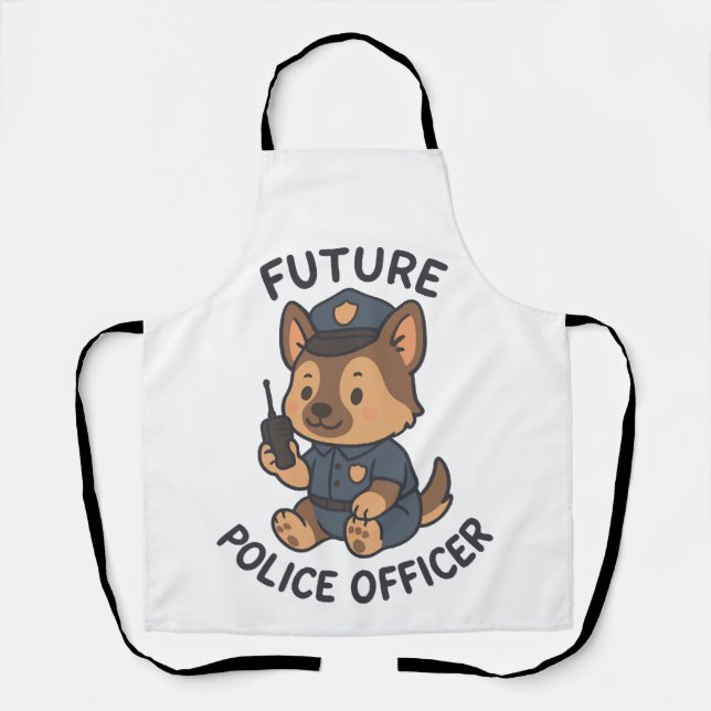 Cute Dog Future Police Officer Theme Apron (Front)