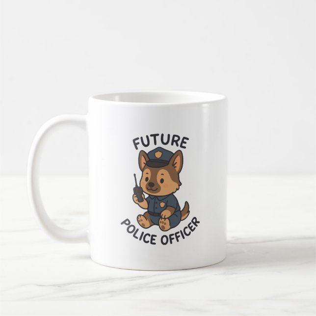 Cute Dog Future Police Officer Theme Coffee Mug (Left)