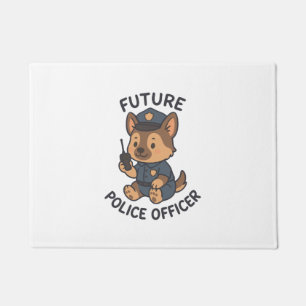 Cute Dog Future Police Officer Theme Doormat