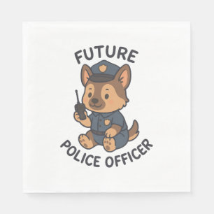 Cute Dog Future Police Officer Theme Napkin