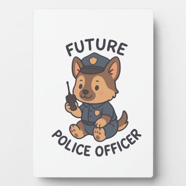 Cute Dog Future Police Officer Theme Plaque (Front)