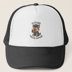 Cute Dog Future Police Officer Theme Trucker Hat