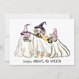 Cute Dog Ghosts Personalised Happy Halloween Holiday Card
