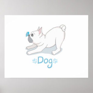Cute Dog Gift   Funny Dog With Butterfly Poster